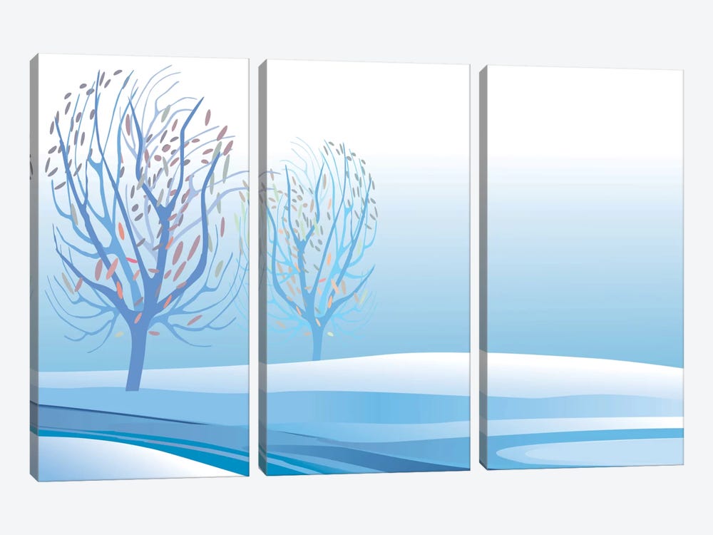 Winter Landscape by Charles Harker 3-piece Canvas Artwork