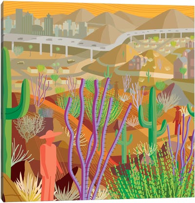 Desert City Phoenix Canvas Art Print - Charles Harker