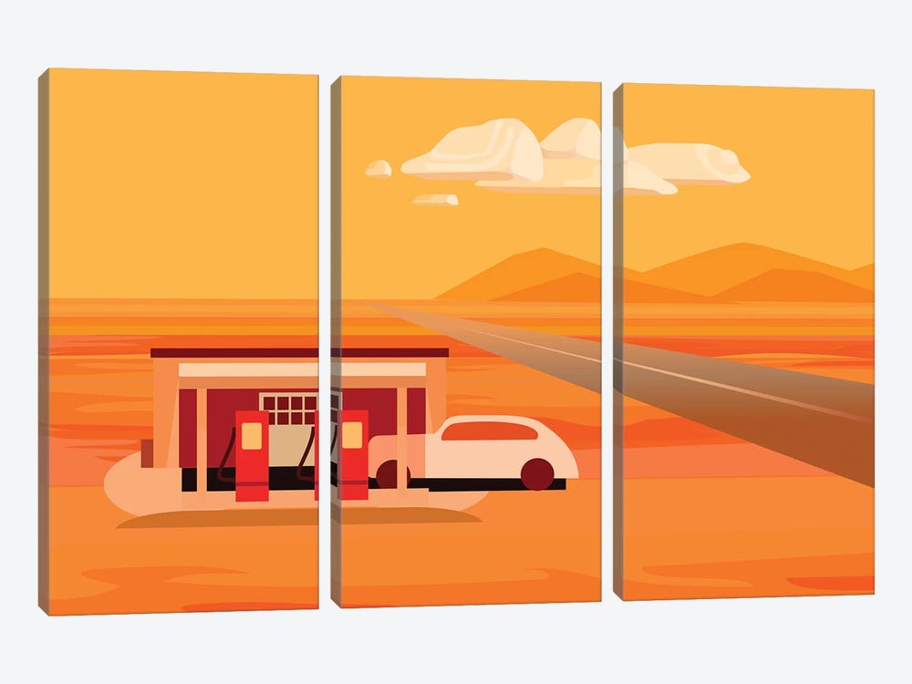 Tonopah Gas Station by Charles Harker 3-piece Canvas Print