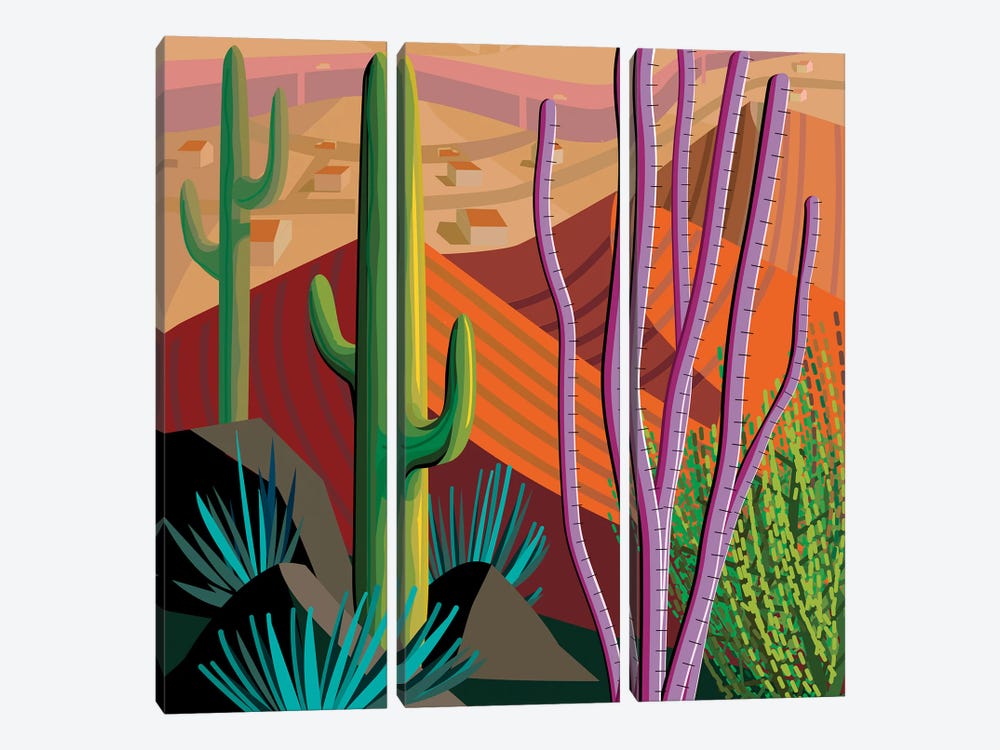 Tucson, Square by Charles Harker 3-piece Canvas Print