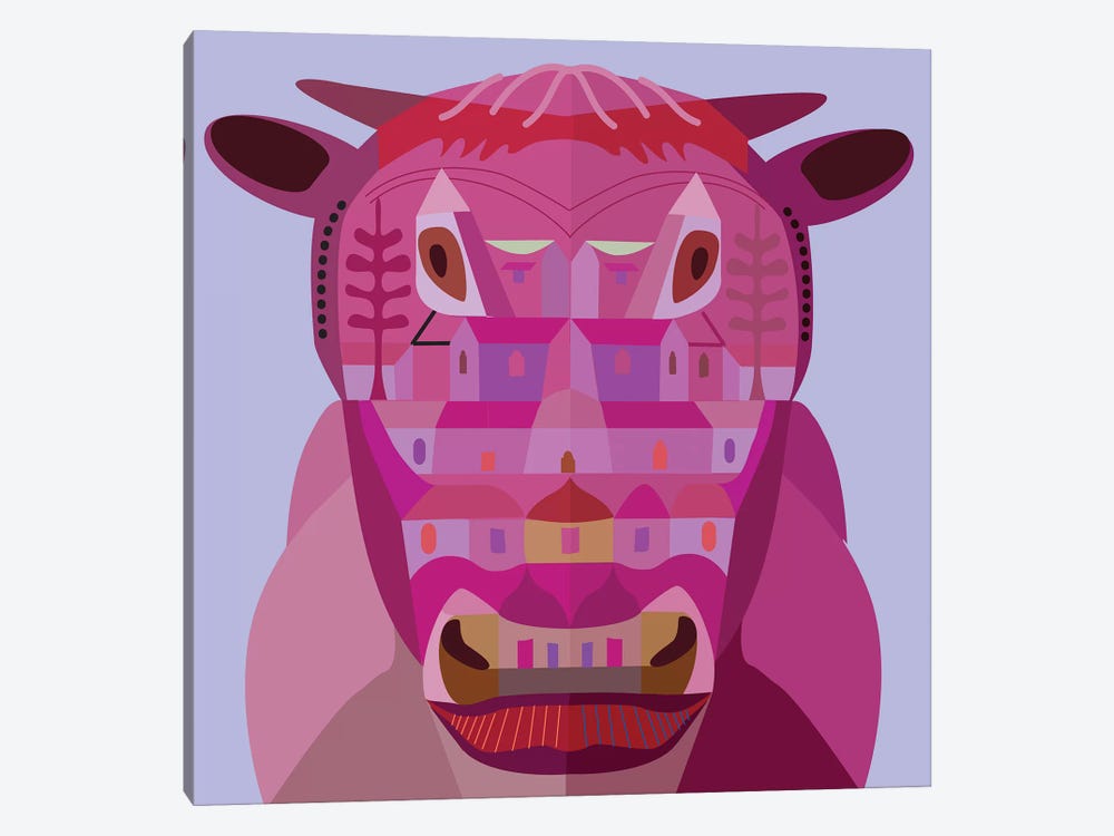 Cow In Los Angeles by Charles Harker 1-piece Canvas Art