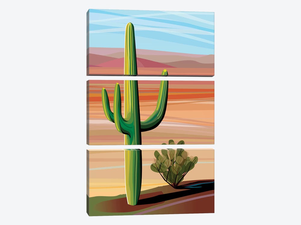 Sonora Desert Saguaro by Charles Harker 3-piece Canvas Art Print