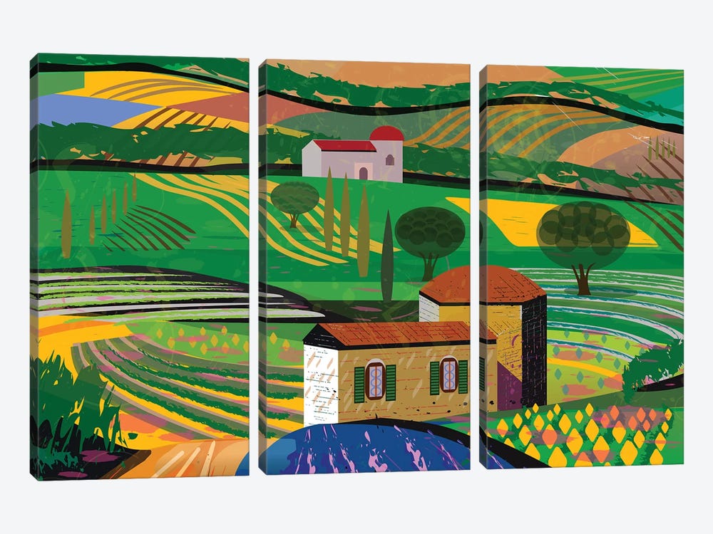 Summer Fields by Charles Harker 3-piece Canvas Art Print
