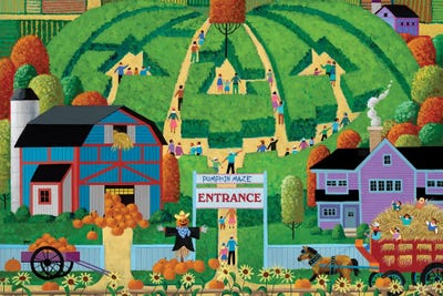 Pumpkin Maze by Heronim framed canvas print