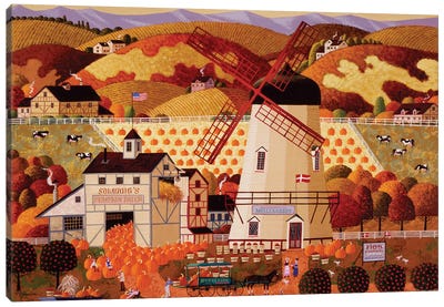 Pumpkin Picking Canvas Art Print - Watermill & Windmill Art