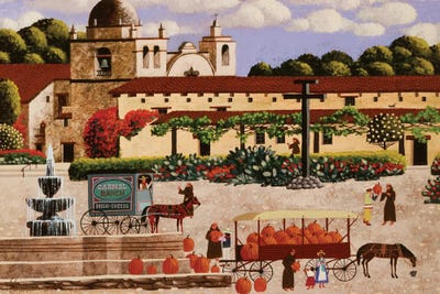 Pumpkins At Carmel Mission by Heronim framed canvas print