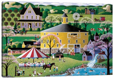Barbeque At The Round Barn Canvas Art Print - Heronim