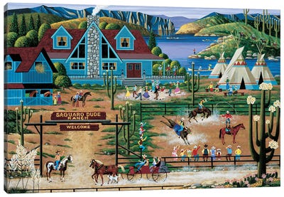 Saguaro Dude Ranch Canvas Art Print - Heronim