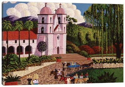 Santa Barbara Mission Canvas Art Print - Heronim