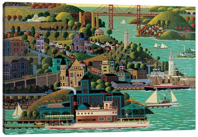 Sausalito Ferry Canvas Art Print - Heronim