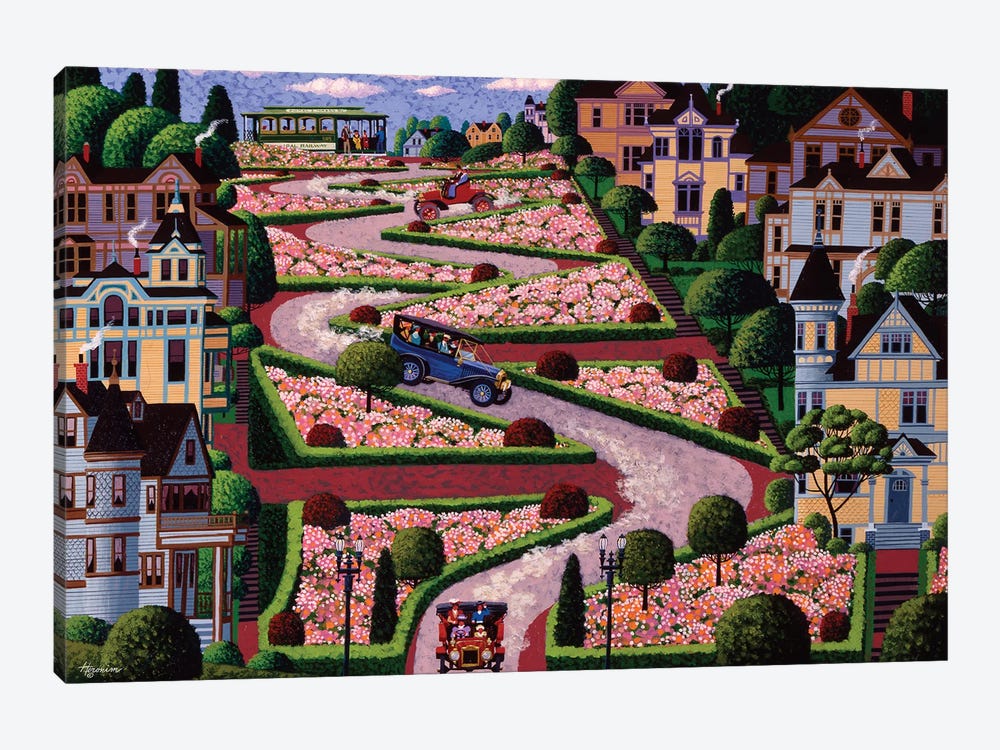 The Crookedest Street In The World by Heronim 1-piece Canvas Artwork