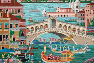 Venice Boat Parade by Heronim framed canvas print