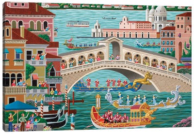Venice Boat Parade Canvas Art Print - Heronim