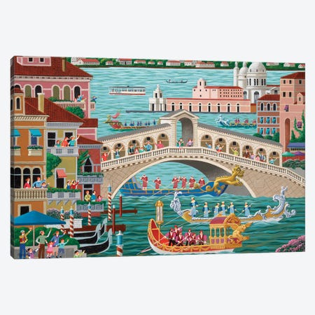 Venice Boat Parade Canvas Print #HRN147} by Heronim Canvas Print