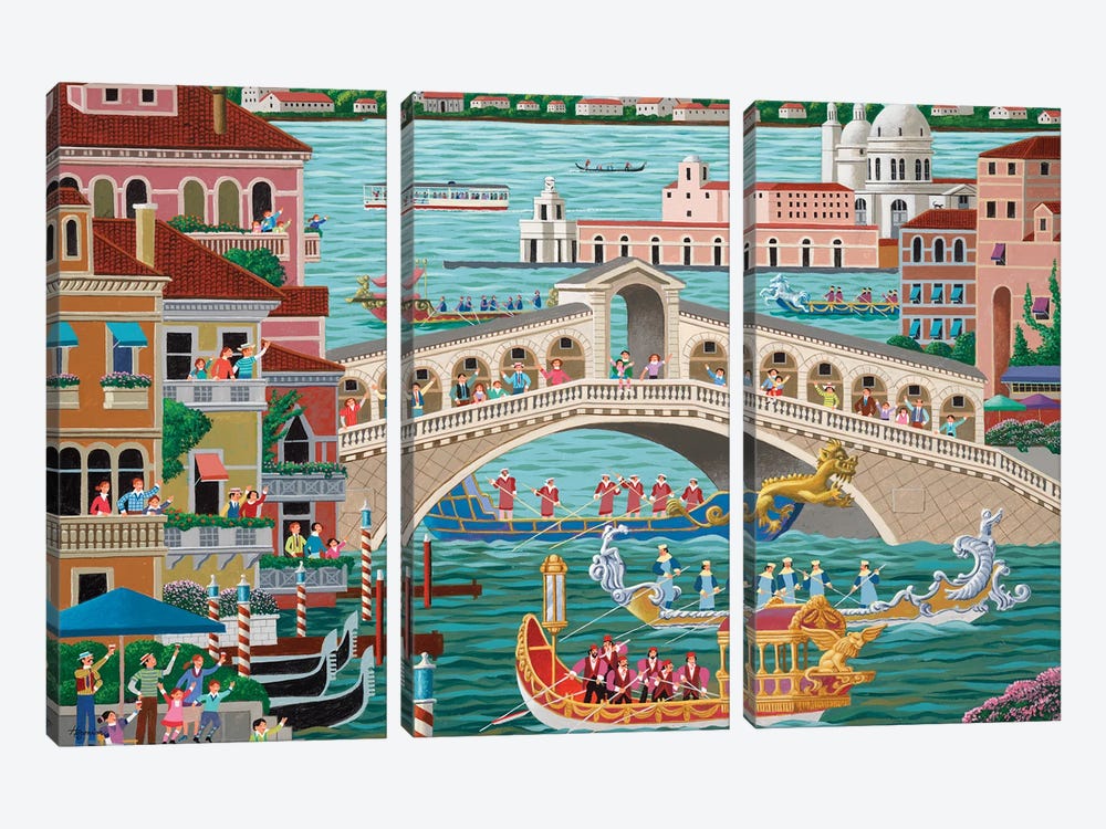 Venice Boat Parade by Heronim 3-piece Canvas Art Print