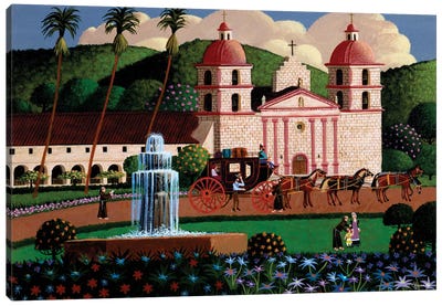 Visit To The Mission Canvas Art Print - Churches & Places of Worship