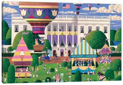 White House Easter Egg Hunt Canvas Art Print - Hot Air Balloon Art