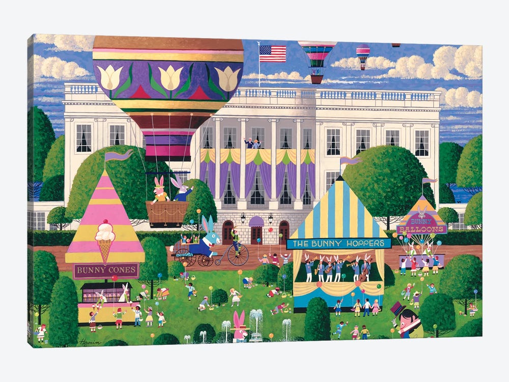 White House Easter Egg Hunt by Heronim 1-piece Canvas Art Print