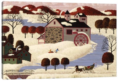 Winter In Maine Canvas Art Print - Maine Art