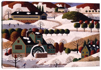 Winter In Vermont Canvas Art Print - Rustic Winter