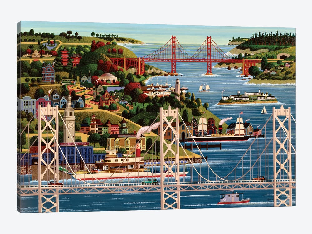 Bridges Of San Francisco by Heronim 1-piece Canvas Art Print