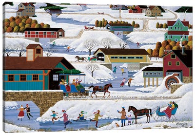 Bridges Of Shelburne County Canvas Art Print - Vintage Christmas Décor
