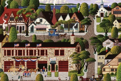 Carmel Firehouse by Heronim framed canvas print