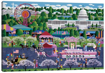 Cherry Blossom Parade Canvas Art Print - Washington D.C. Art