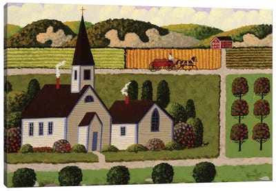 Country Church Canvas Art Print - Heronim