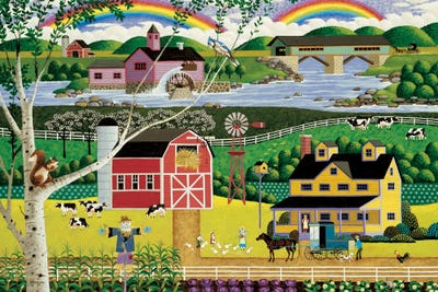 Double Rainbow by Heronim framed canvas print