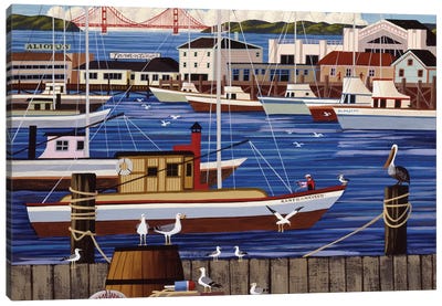 Fishermans Wharf Canvas Art Print - Heronim