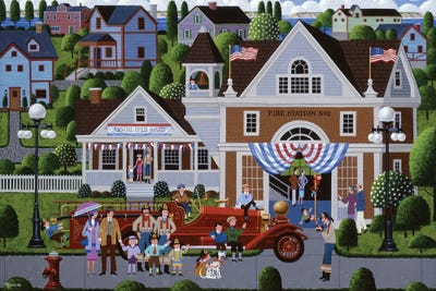 Fun At The Firehouse by Heronim framed canvas print