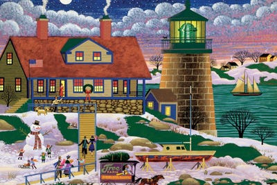 Grandma And Grandpa At Christmas by Heronim framed canvas print