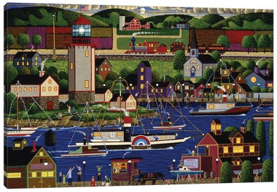 Holiday Boat Parade Canvas Art Print - Heronim