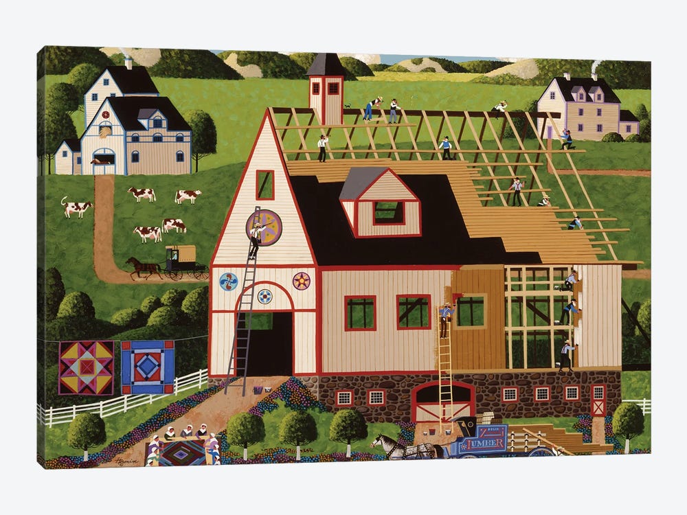 Amish Barn Building by Heronim 1-piece Art Print