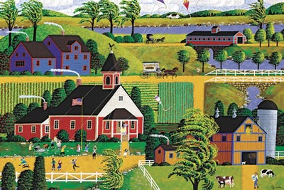 Kite Flying At Recess by Heronim framed canvas print