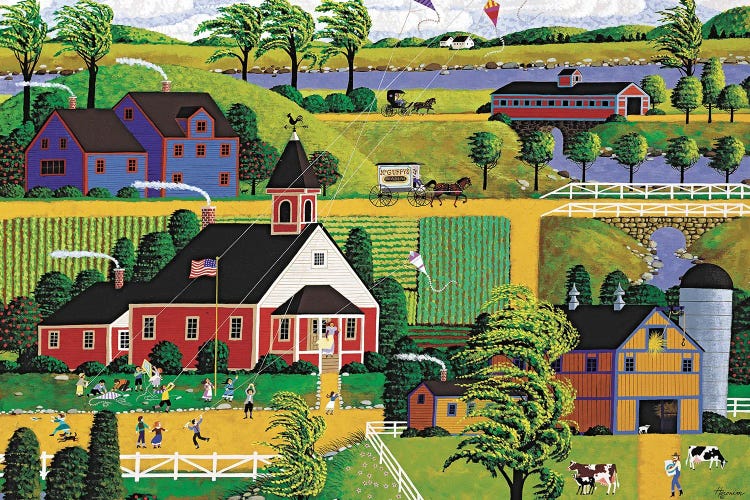 Kite Flying At Recess by Heronim wall art