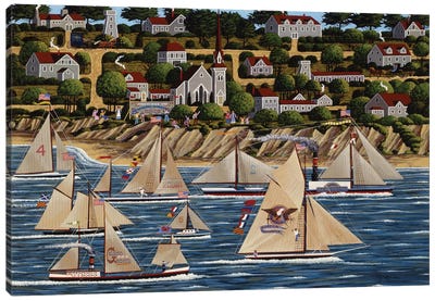 Mendocino Boat Race Canvas Art Print - Heronim