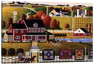 Amish Quilt Sale Canvas Art Print - Heronim