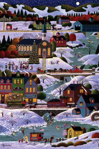 New England Christmas by Heronim framed canvas print