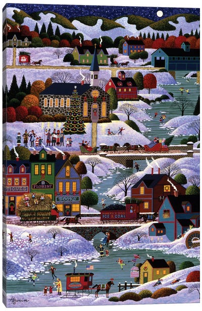 New England Christmas Canvas Art Print - Christmas Scenes