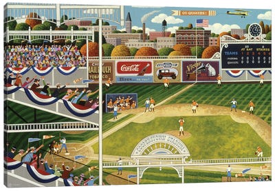 Out At The Old Ball Game Canvas Art Print - Athlete Art