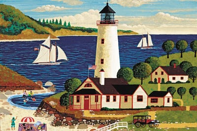 Outing At The Light by Heronim framed canvas print