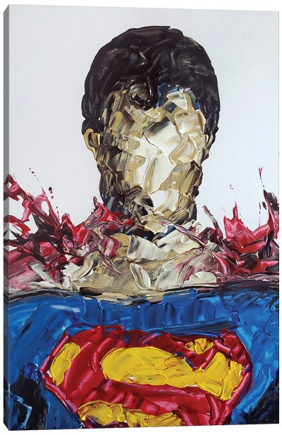 Superman Abstract Canvas Art Print - Comic Book Character Art