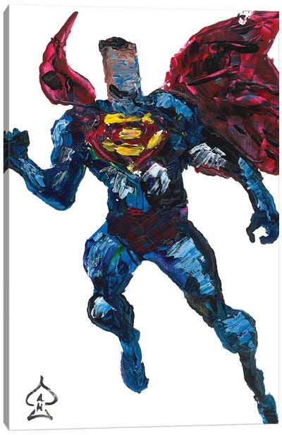 Superman Palette Knife Canvas Art Print - Justice League