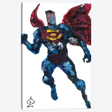 Superman Palette Knife Canvas Print #HRR24} by Andrew Harr Art Print