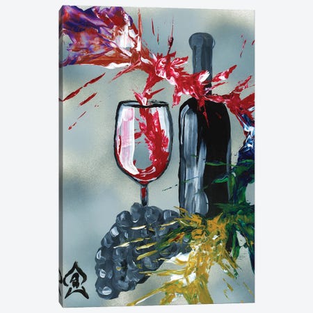 Wine And Bottle Abstract Canvas Print #HRR51} by Andrew Harr Canvas Print