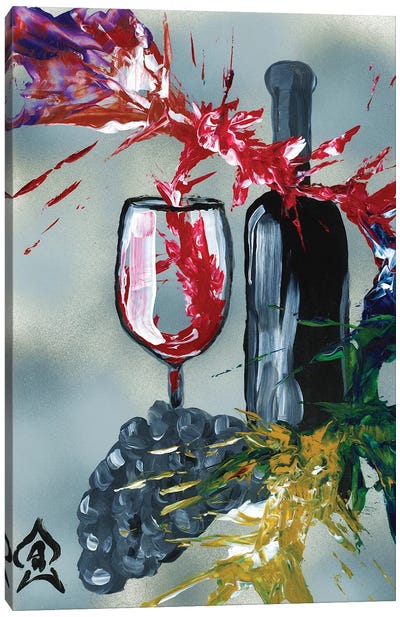 Wine And Bottle Abstract Canvas Art Print