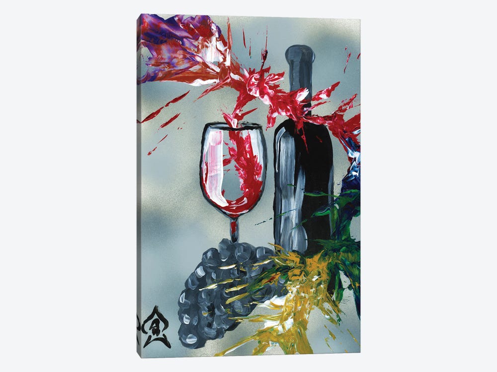 Wine And Bottle Abstract by Andrew Harr 1-piece Canvas Artwork