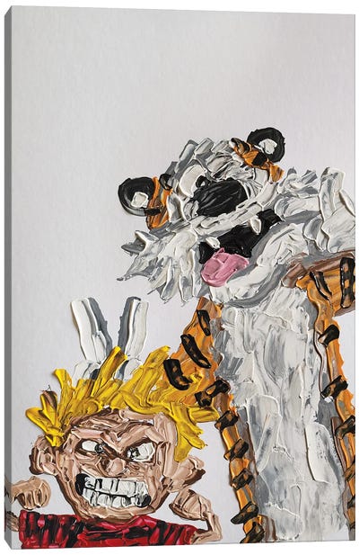 Calvin And Hobbes Portrait Canvas Art Print - Tiger Art